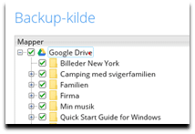 Google drive Backup - Vælg filer - Online-Backup.dk